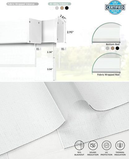 Yoolax Motorized Matter Zebra Blinds Compatible with Alexa, Google Home, Apple HomeKit, Blackout Smart Blinds, Privacy Light Control Horizontal Window Blind for Home (100% Blackout Striped Ivory)