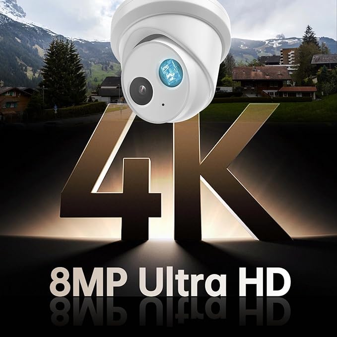 DS-2CD2383G2-IU 4K 8MP IP Camera PoE Turret Camera Outdoor with Human/Vehicle Detection, 2.8mm Lens, Night Vision, IP67, IK10, Built-in Mic, 120dB True WDR, H.265+, International English Version
