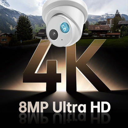 DS-2CD2383G2-IU 4K 8MP IP Camera PoE Turret Camera Outdoor with Human/Vehicle Detection, 2.8mm Lens, Night Vision, IP67, IK10, Built-in Mic, 120dB True WDR, H.265+, International English Version