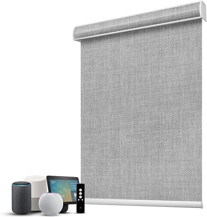 SmartWings Motorized 100% Blackout Shades Blinds, Custom Size, Cordless Window Shades with Rechargeable Battery, Work with Matter/Apple HomeKit, Alexa, Thread/Zigbee, Remote Optional, Vigor Pale Grey