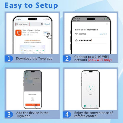 Greencycle Smart Wireless Remote Control Outlet Plug,WiFi Outlets for Household,On Off Smart Outlets Switch Compatible with Tuya,Alexa and Google Assistant,Timer Outlet,No Wiring,White