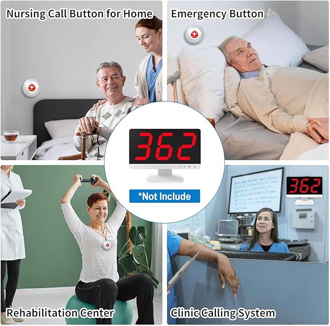 Nurse Call System,Wireless Caregiver Pager Calling System,1000ft, 1 Alert Emergency Call Button for Medical Clinic Nurses Station Home Hospital Assisted Living(Without Receiver