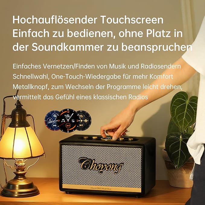 CHOYONG Maestro C2 WiFi Speaker Wireless Bluetooth Smart Speaker,Three-Way Speaker System,Internet Radio Global Station,Record Player Compatible with RCA Input,Choyoung C2