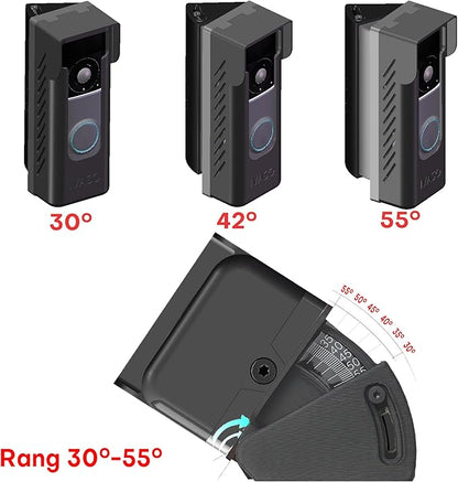 Anti-Theft Angle Adjustable Doorbell Coverd Mount Bracket for Ring Wired Doorbell Plus (Newest Model) 2K 2025 Release, Both Drill & No Drill Aavailable with Security Screws (Covered+Angle)