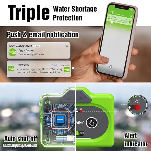 RAINPOINT Direct WiFi Connection Smart Auto Plant Waterer Indoor Drip Irrigation System Kit Local Storage Memory,WiFi-Enable APP Control,Adjustable Water Output Water 10-15 Plants