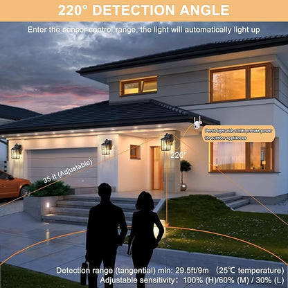 Porch Lights with GFCI Outlet with Remote,Dusk to Dawn Motion Sensor Outdoor Light, Upgraded 4 Lighting Modes Exterior Fixture Waterproof Outside Lights for House Patio Garage