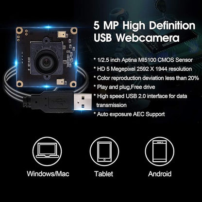 4K Webcam Mini USB Camera with 100 Degree,Ultra HD 2160P Web Camera with Sony IMX317 Sensor Minicam Aluminum Case Webcamera UVC Support,Plug&Play for Windows,Android,Mac,Linux Web Cams