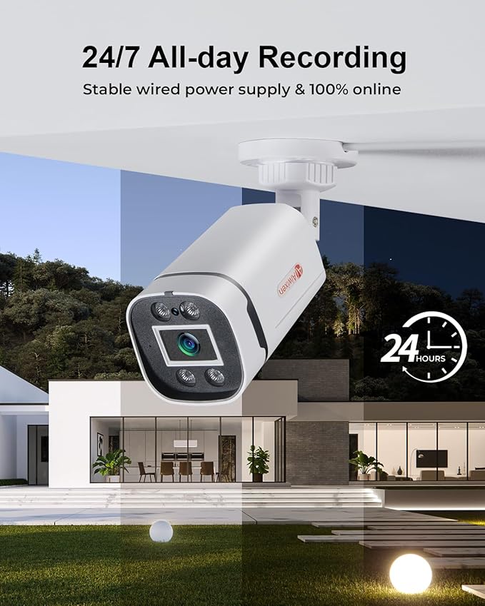 8CH H.265+ 3K Lite Wired CCTV Security Camera System with Human Vehicle Detection, 4X IP68 5MP Surveillance Camera for Indoor Outdoor, 1TB Hard Drive for 24-7 Recording, Remote Access