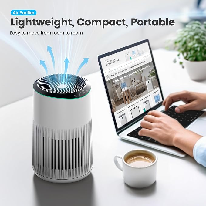 Air Purifiers for Bedroom Home for Smoke Pet Dander Odors 1 Pack White
