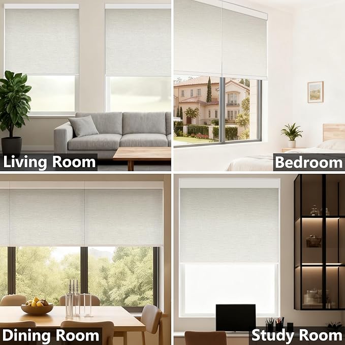 Motorized Blackout Roller Shades with Remote – Smart Blinds for Bedroom, Alexa Google Home Siri, Matter Compatible, Custom Electric Window Shades, Cordless Rechargeable