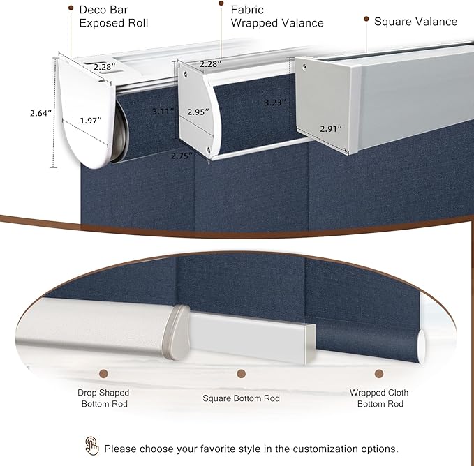 Motorized Roller Shade: Blackout, Electric Blinds, Compatible with Alexa/Google Home/Apple Homekit, Noir Denim