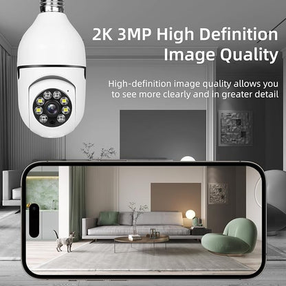 Hawkray Light Bulb Security Camera -5G& 2.4GHz WiFi 2K 3MP Security Cameras Wireless Outdoor Motion Detection and 911 Alarm Monitoring,Open AI Enabled,US Local Cloud, Color Night Vision(2 Pack)