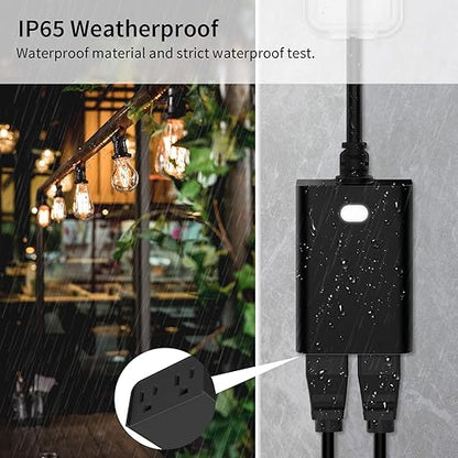 Minoston Outdoor Smart Plug, Wi-Fi Plugs Outlet with 2 Individual Control Sockets, Weather-Resistance, Work with Alexa, Google Assistant, 125V, 2.4 GHz Wireless Frequency, No Hub Required (MP24W)