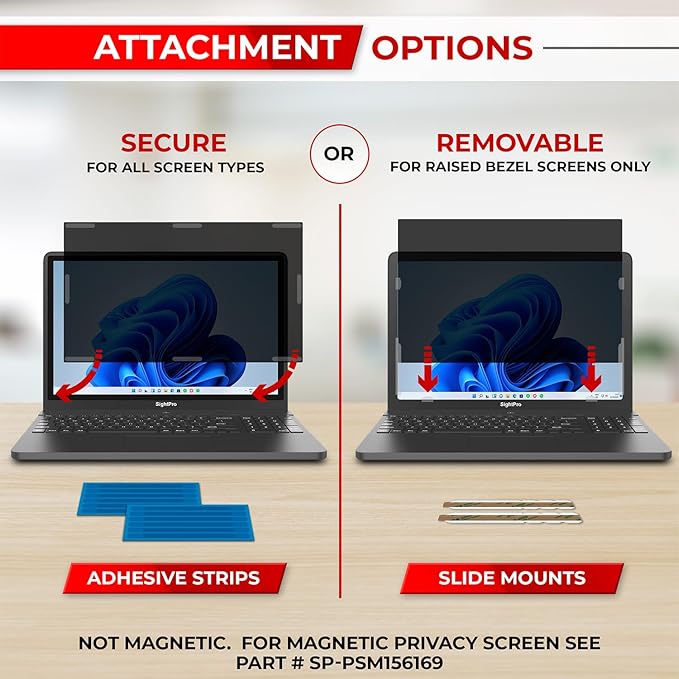 SightPro 15.6 Inch 16:9 Laptop Privacy Screen Filter - Computer Monitor Privacy Shield and Anti-Glare Protector