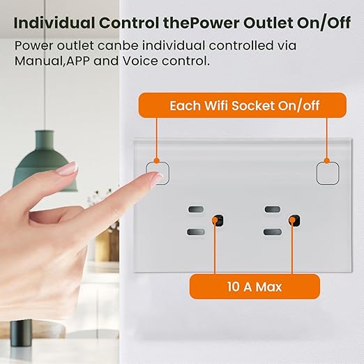 Smart Plug Energy Monitoring,4.65 X 2.83 X 1.69 Inches Wall Socket,Smart Outlet Compatible with Alexa and Tuya,Socket 2.4GHz WiFi Only,White