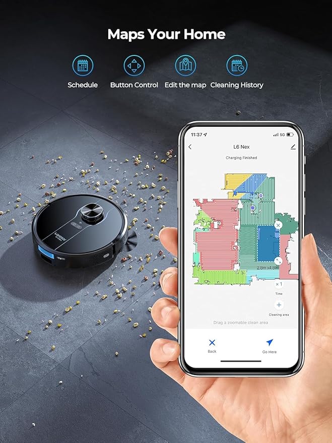 Robot Vacuum and Mop Combo, 5000Pa Robotic Vacuum with Self Emptying Dock for 60 Days, Smart Lidar Navigation Robot Vacuum Cleaner, Mapping, APP/Voice Control for Per Hair, Hard Floor and Carpet