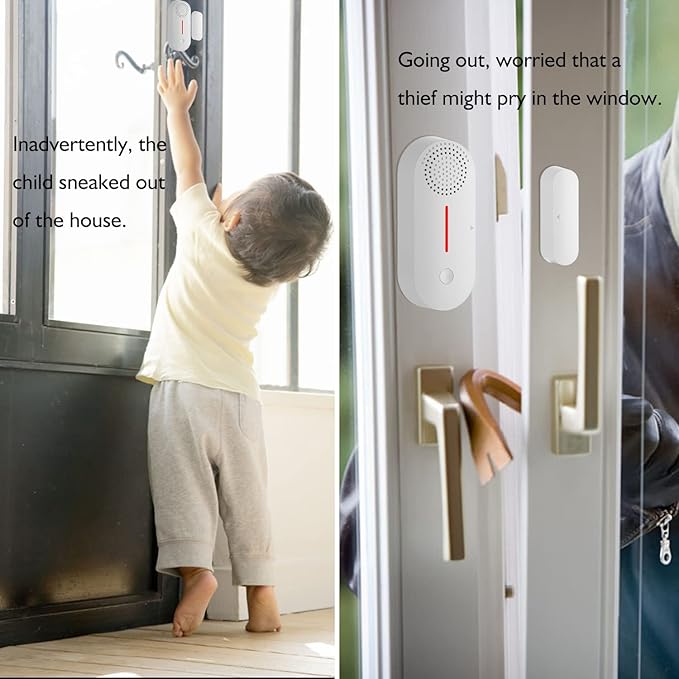 4 Pack WiFi Door Window Sensor : Smart Door Sensor with App Alerts, 120 dB Siren,Timed Arming and Disarming, Pool Alarm for Kids Safety, Window Alarm Compatible with Alexa Google Assistant