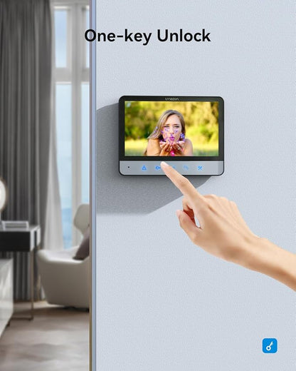 TMEZON Wired Video Intercom System, 7 Inches Video Doorbell Camera with Monitor, Wired Video Door Phone HD Camera Kits Support Unlock, Monitoring, Dual-Way Intercom for Villa Home Office Apartment