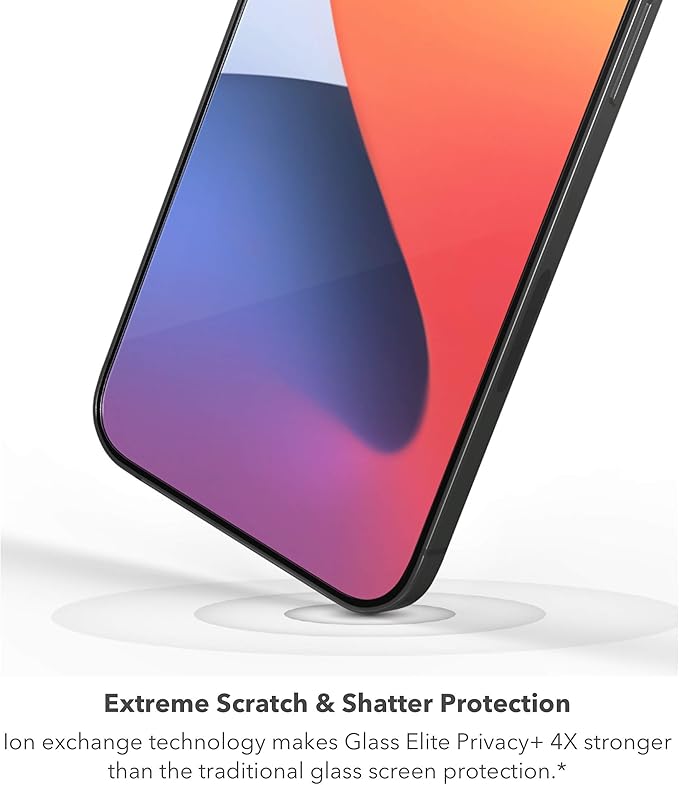 ZAGG Glass Elite Privacy Screen Protector for iPhone 12 Pro Max, Two-Way Privacy Filter, 4X Stronger, Anti-Fingerprint Technology, InvisibleShield, Easy to Install