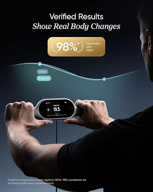 Etekcity WiFi 8-Electrode Smart Scale for Body Weight and Fat | Body Composition Scale with Color Handle Display, 50+ Metrics, 5-Segment Analysis, WiFi Auto Sync and USB-C Charging