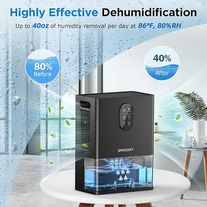 Dehumidifier, 106 OZ Water Tank (1000 sq.ft) Dehumidifiers for Home, Quiet Dehumidifier for Bathroom Bedroom Basement RV with Timer Setting, Auto Shut Off, 7 Colors LED Light, Sleep Modes, Black