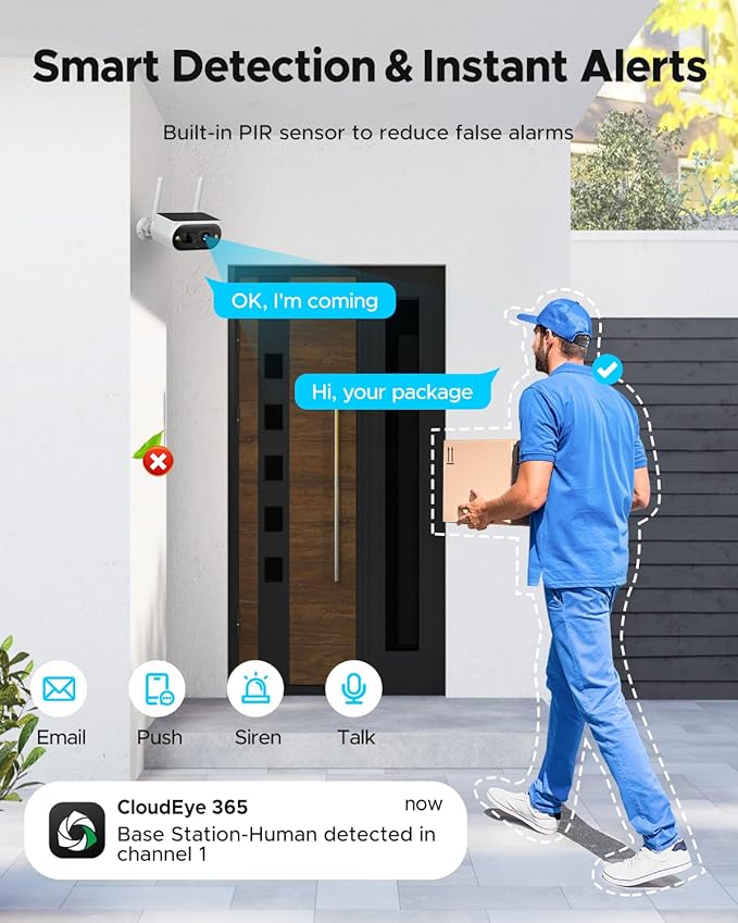 Solar Security Cameras Wireless Outdoor, Quick Installation, No Subscription Cameras for Home Security Camera System, 4MP Color Night Vision, 10CH Expandable, 2.4 & 5GHz WiFi, 4 Cameras with Monitor