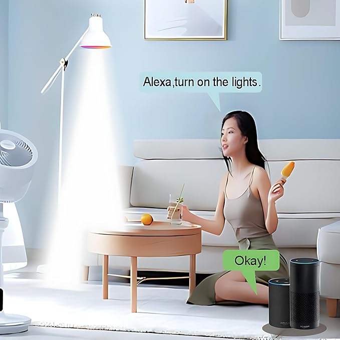 Tuya WiFi Smart GU10 RGB Spotlight Voice Control with Alexa & Google App Adjustable Dimmable Color Changing LED Bulb for Bedroom Living Room Hotel 2.4Ghz WiFi