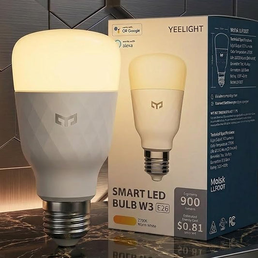 YEELIGHT Smart Light Bulbs, Warm White Dimmable LED Light Bulb 60W Equivalent, 900LM, E26, 2700K, Timing Function, WiFi & Bluetooth LED Bulbs, APP Control Work with Alexa and Google Assistant, 1 Pack