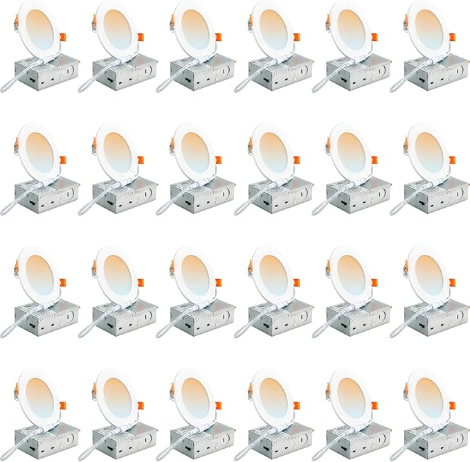 DLLT LED Recessed Ceiling Light: 24 Pack 4 Inch Black Recessed Lighting