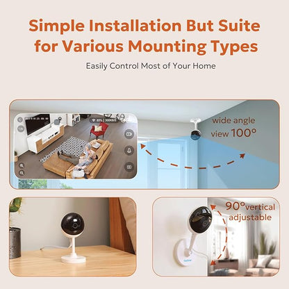 owltron Indoor Security Camera, 2K 3MP Cameras for Home Security with Motion Detection, Pet Cam & Baby Monitor with Night Vision, 2.4 GHz WiFi Two-Way Talk, Cloud/SD Storage, Compatible with Alexa
