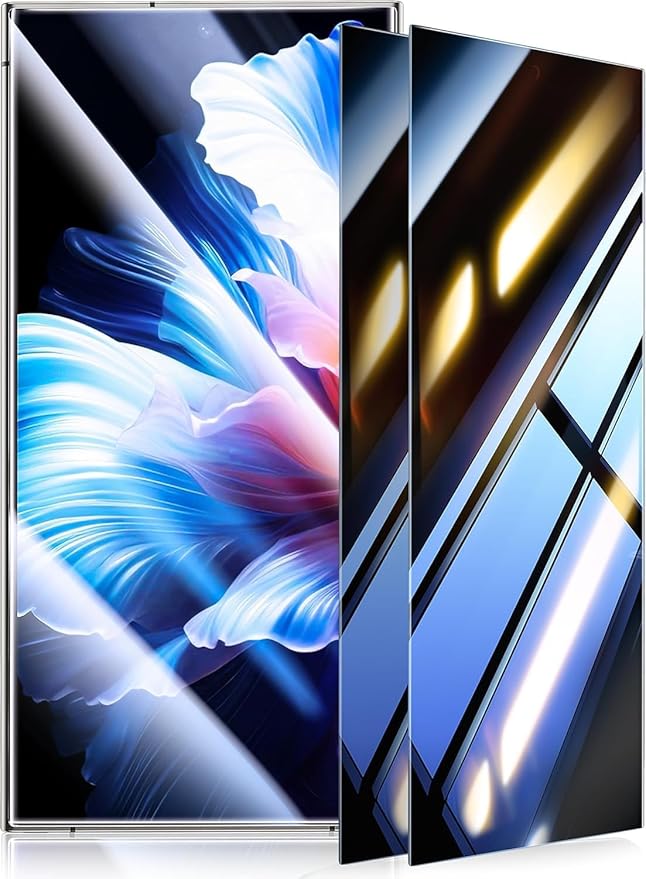 UltraGlass Unbreak Top 9H+ Glass for Samsung Galaxy S25 Ultra Privacy Screen Protector [Military Grade Shatterproof & Longest Durable] S25 Ultra Screen Protector Tempered Glass, 2 Pack [Black]