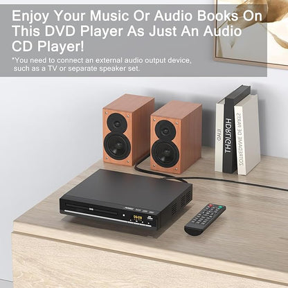 DVD Players for TV with HDMI,Plays All Regions and Formats,CD Player for Home,Support 1080P Video/CD/DVD/VCD/JPEG/USB, Remote, HDMI and RCA Cables Included
