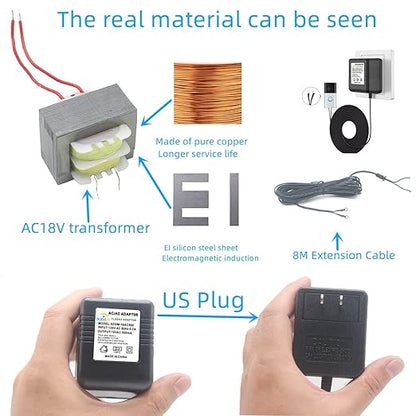 Black Video doorbell Special Power Transformer,18V500MA doorbell Power Adapter, Compatible with Ring, Nest, Eufy, Wyze, Arlo Wireless Video doorbell (with 196in Cable)