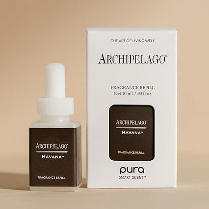 Archipelago Botanicals Pura Havana Smart Home Scent Refill, Air Diffuser Refill with Up to Six Weeks of Long-Lasting Fragrance per Refill, Clean Air Freshener for Home or Office, 0.33 Fl Oz