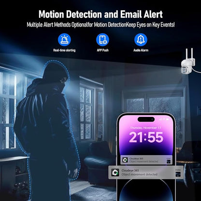 Camcamp Wireless Security Camera,10x Zoom 5MP Dual Lens Security Camera Outdoor with Night Vision,Motion Detection for Home Surveillance Kits Indoor/Outdoor