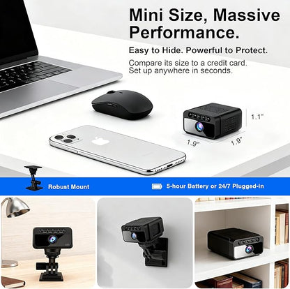 Hidden Camera with Cloud, 4K HD WiFi Mini Spy Camera 150° View Video, Wireless Indoor Surveillance Secret Camera, Smart AI Motion Detection/Night Vision for Home Security Small Nanny Cam (Black-4K)
