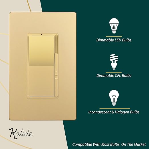 TOPGREENER Dimmer Paddle Switch for Dimmable 300W LED/CFL Lights,Gold,1P