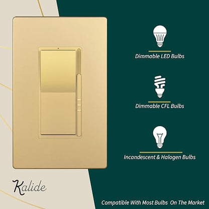 TOPGREENER Dimmer Paddle Switch for Dimmable 300W LED/CFL Lights,Gold,1P