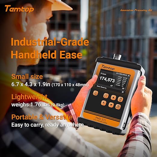 Temtop PMD371 Professional Particle Counter: Comprehensive Portable Particulate Sensor for Cleanrooms, Laboratories, and Environmental Monitoring