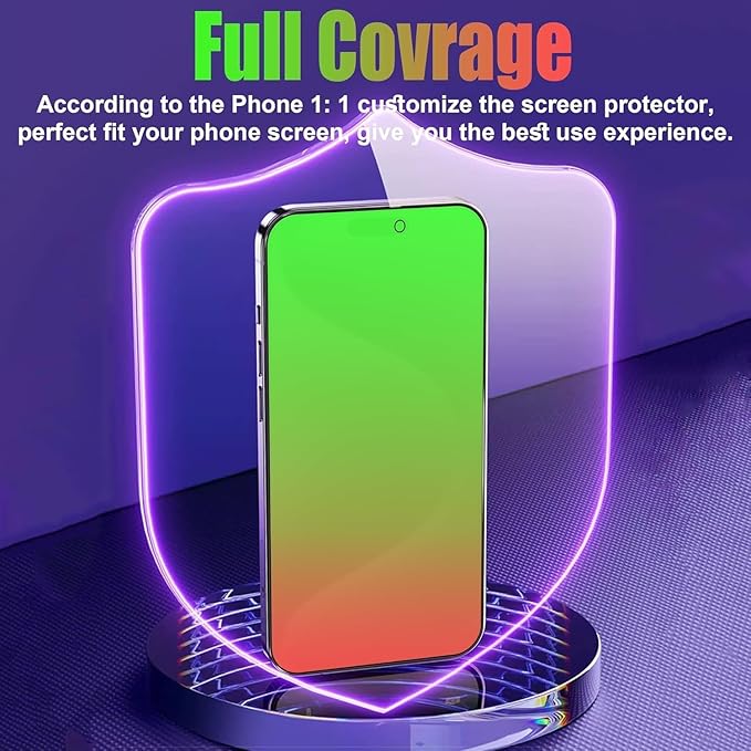 Privacy Screen Protector for iPhone 17 Pro 6.3-Inch,Anti-Spy Private Glass Film Anti-Blue Light No Bubble Anti-Scratch Full Coverage Gradient Green，2-Pack