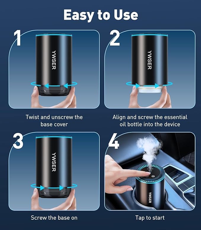 Smart Car Air Freshener Diffuser with Starry Sky Projector, Forest Scent Car Scent with 50ml Essential Oil, Auto On/Off Intelligent, 3 Modes Adjustable, Nano Mist Technology Aroma Diffuser, Cologne