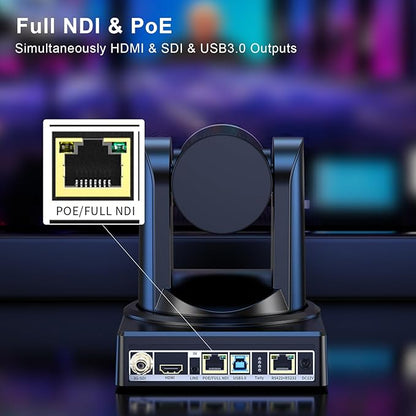 Full NDI Camera 20X Optical Zoom PTZ Camera with HDMI/SDI/USB3.0/POE IP HD 1080p60 for Live Streaming,Video Conferencing and Church Events, Compatible with vMix/Zoom/OBS(Full NDI Non-HX2 HX3)