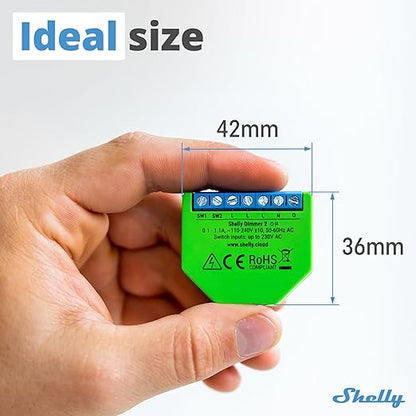 Shelly Dimmer 2 | WiFi Smart Dimmer Switch | No Neutral Wire Required | Home Automation | Compatible with Alexa & Google Home | iOS Android App | No Hub Required | Wireless Switch | Dimmable Lights