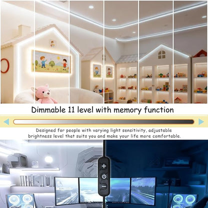 2 Set Led Strip Lights for Bedroom Dimmable 10 FT 180 LEDs Rope Light Flexible Super Bright White Tape Lights for Ceiling Room Home Decor Luces LEDs （20FT）