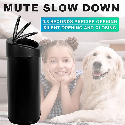 HCY Kitchen Trash Can 13 Gallon Automatic Metal Garbage Can Stainless Steel Waste Bin with Lid Smart for Kitchen,Office,Living Room,Bathroom(Black)