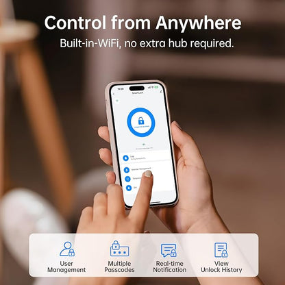 NUTOMO Palm Vein Smart Lock: Keyless Entry Door Palm Lock Built-in WiFi Keypad Electronic Digital Deadbolt with APP Remote Control for Home Support Alexa/Rechargeable Battery/BHMA Grade 3/SP300/Black