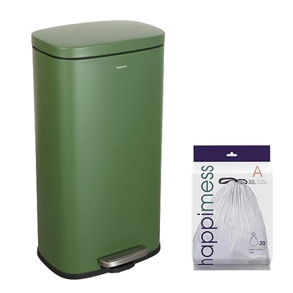 happimess Curtis 8 Gal Step Trash Can Soft Close 25", Pine Green