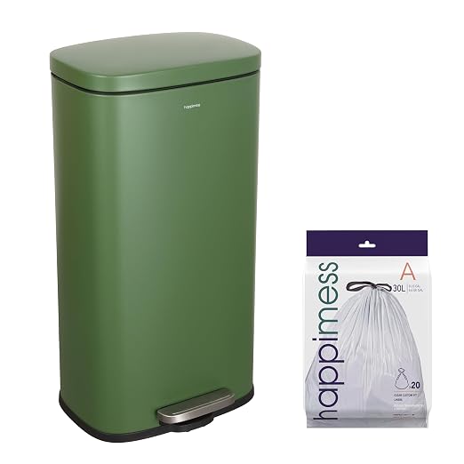 happimess Curtis 8 Gal Step Trash Can Soft Close 25", Pine Green