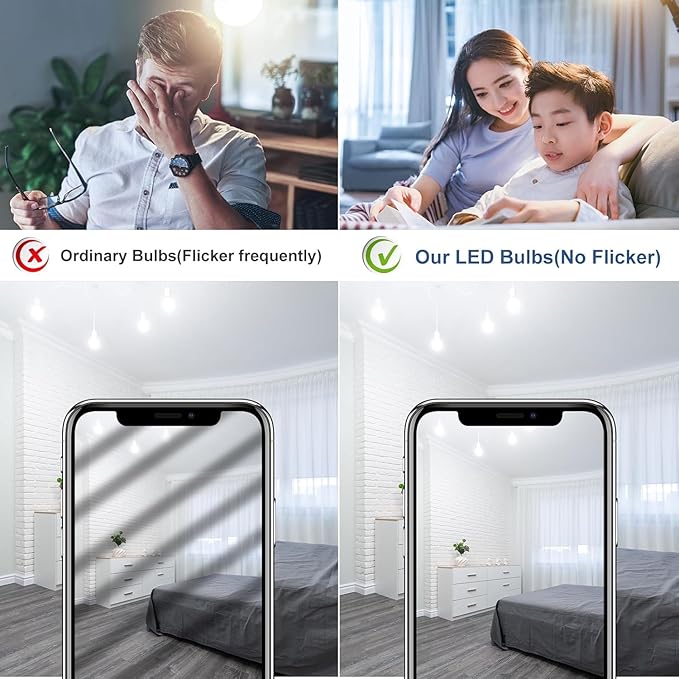 MorningLight A15 Ceiling Fan Light Bulb 60 Watt Equivalent, 6.5W Dimmable LED Light Bulbs, 5000K Daylight, E26 Base, 4 Pack A15 6.5W LED Light Bulbs 60W for Pendant, Hallway Fixtures, 600LM