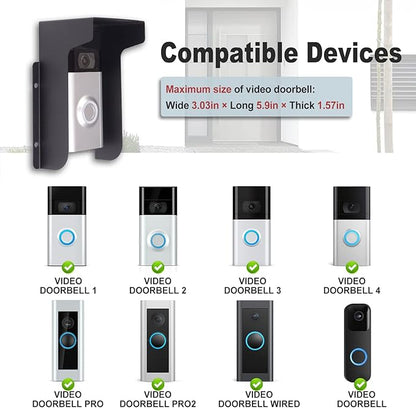 Doorbell Rain Cover Ring Doorbell Anti-Glare, Steel Weather-Blocking Cover Glare Sun Shade Protection for Most Video Doorbells